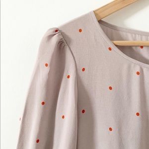 Anthropologie
grey/red dotted drop-waist dress.
